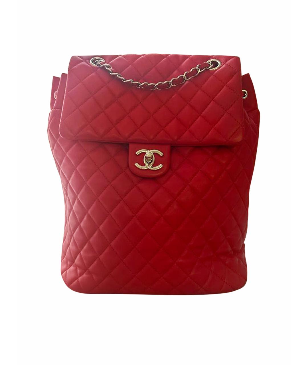 CHANEL PRE-OWNED Красный кожаный рюкзак, фото 1
