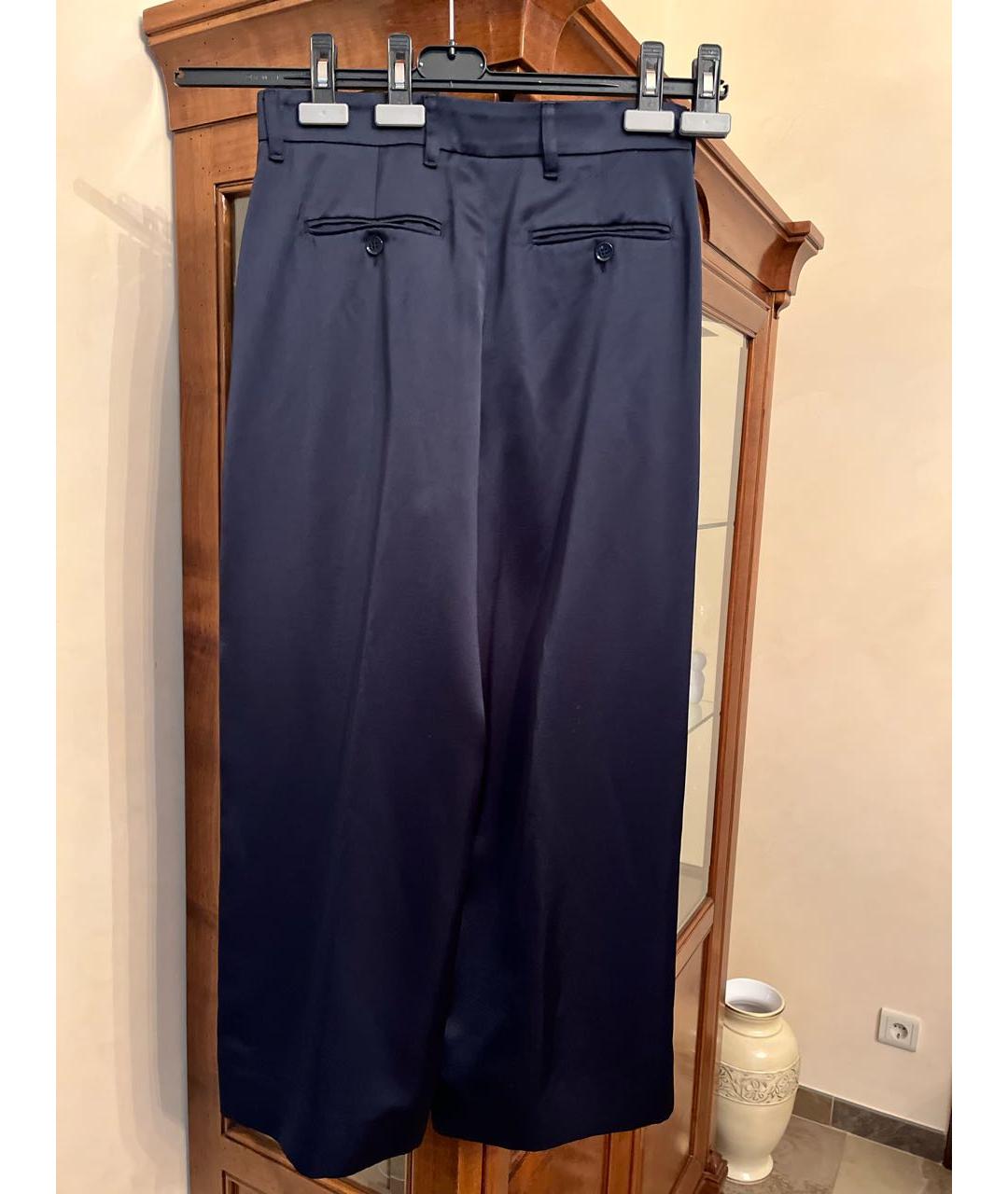 'S MAX MARA Темно-синие вискозные прямые брюки, фото 2