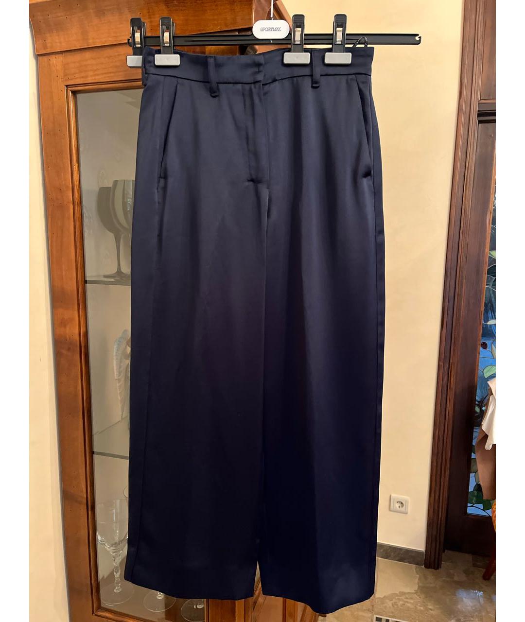 'S MAX MARA Темно-синие вискозные прямые брюки, фото 6