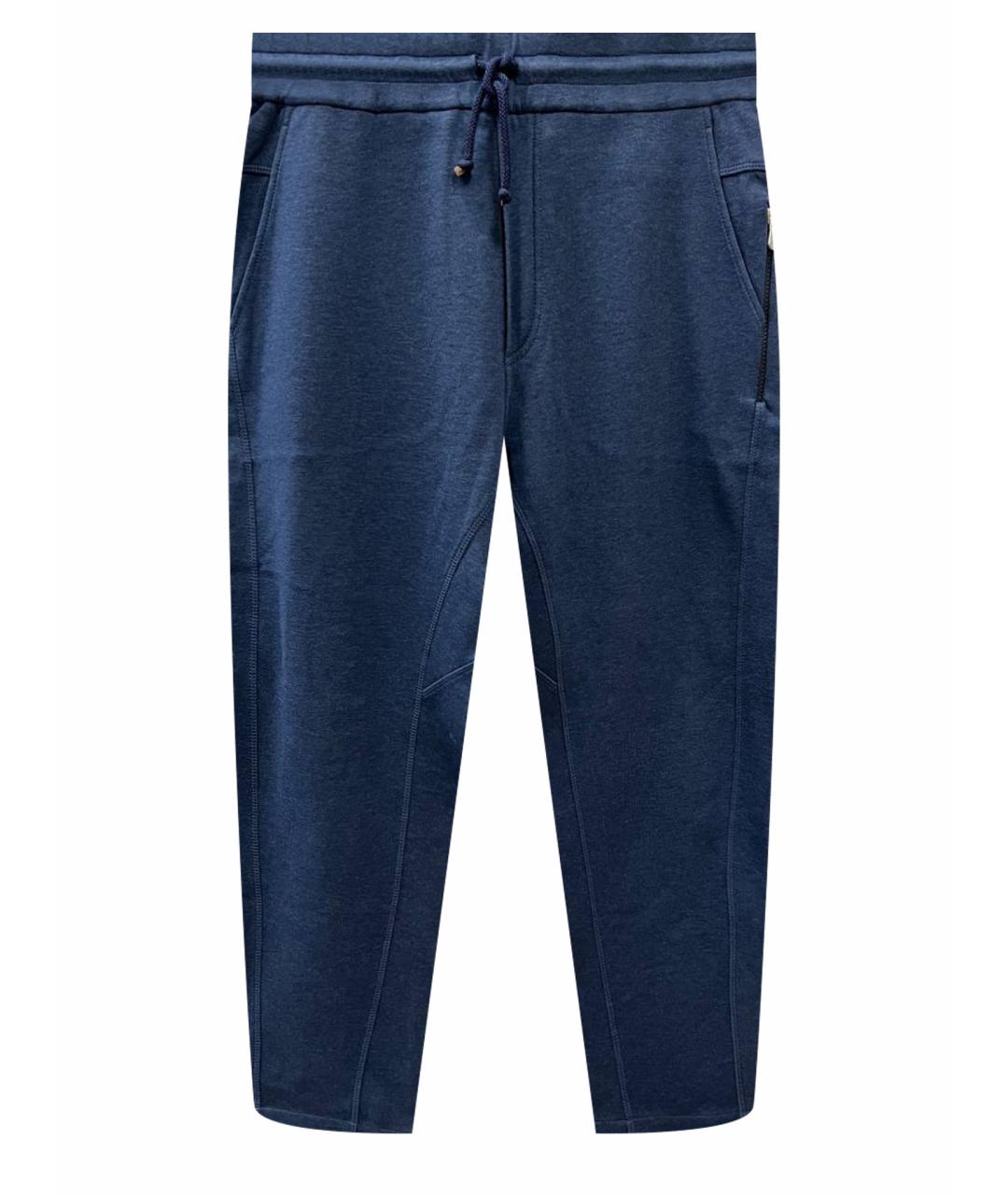 BRUNELLO CUCINELLI Синие хлопковые повседневные брюки, фото 1
