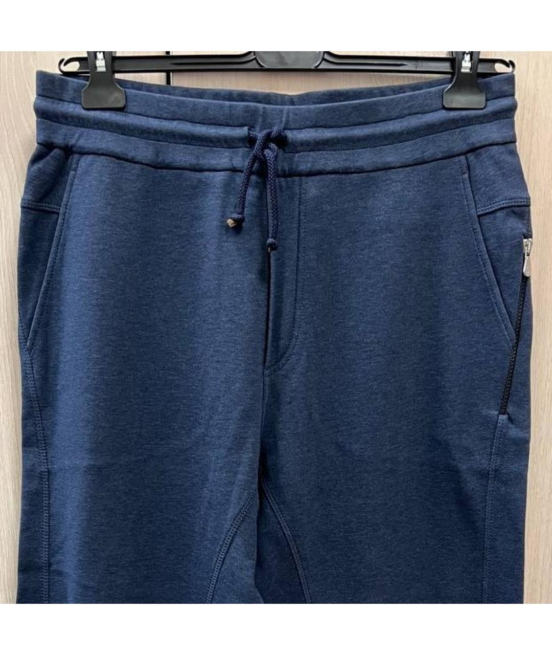BRUNELLO CUCINELLI Синие хлопковые повседневные брюки, фото 3