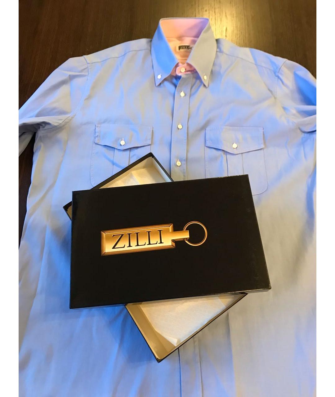 ZILLI Голубая хлопковая кэжуал рубашка, фото 7