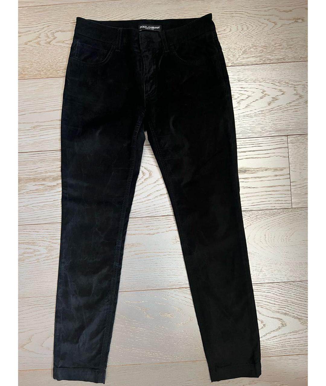 DOLCE&GABBANA Черные велюровые брюки узкие, фото 4