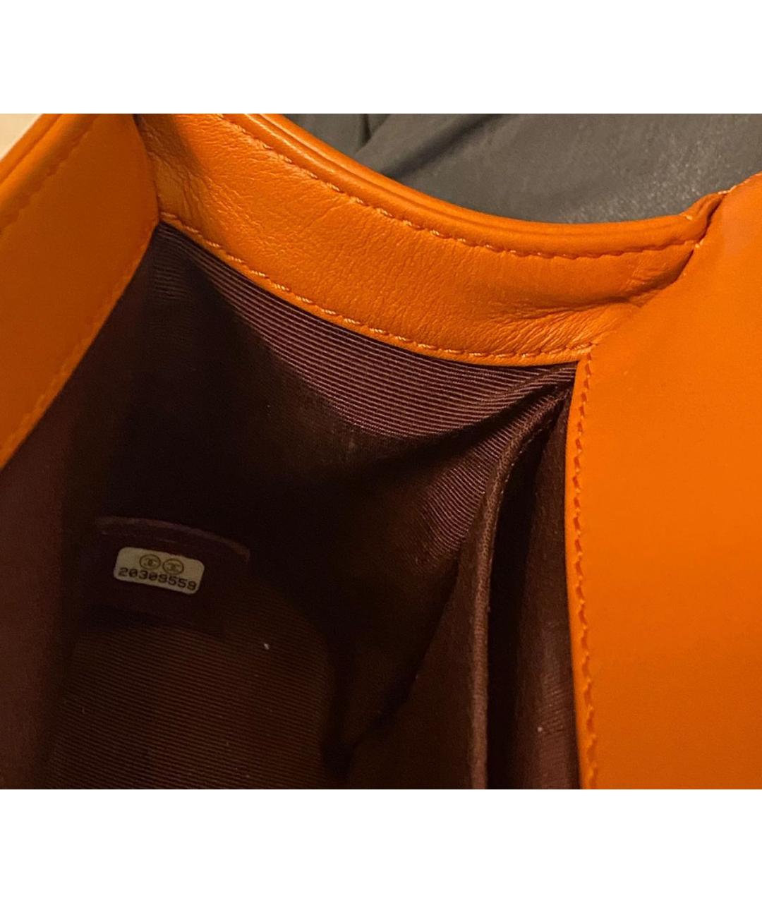 CHANEL PRE-OWNED Оранжевая кожаная сумка через плечо, фото 3