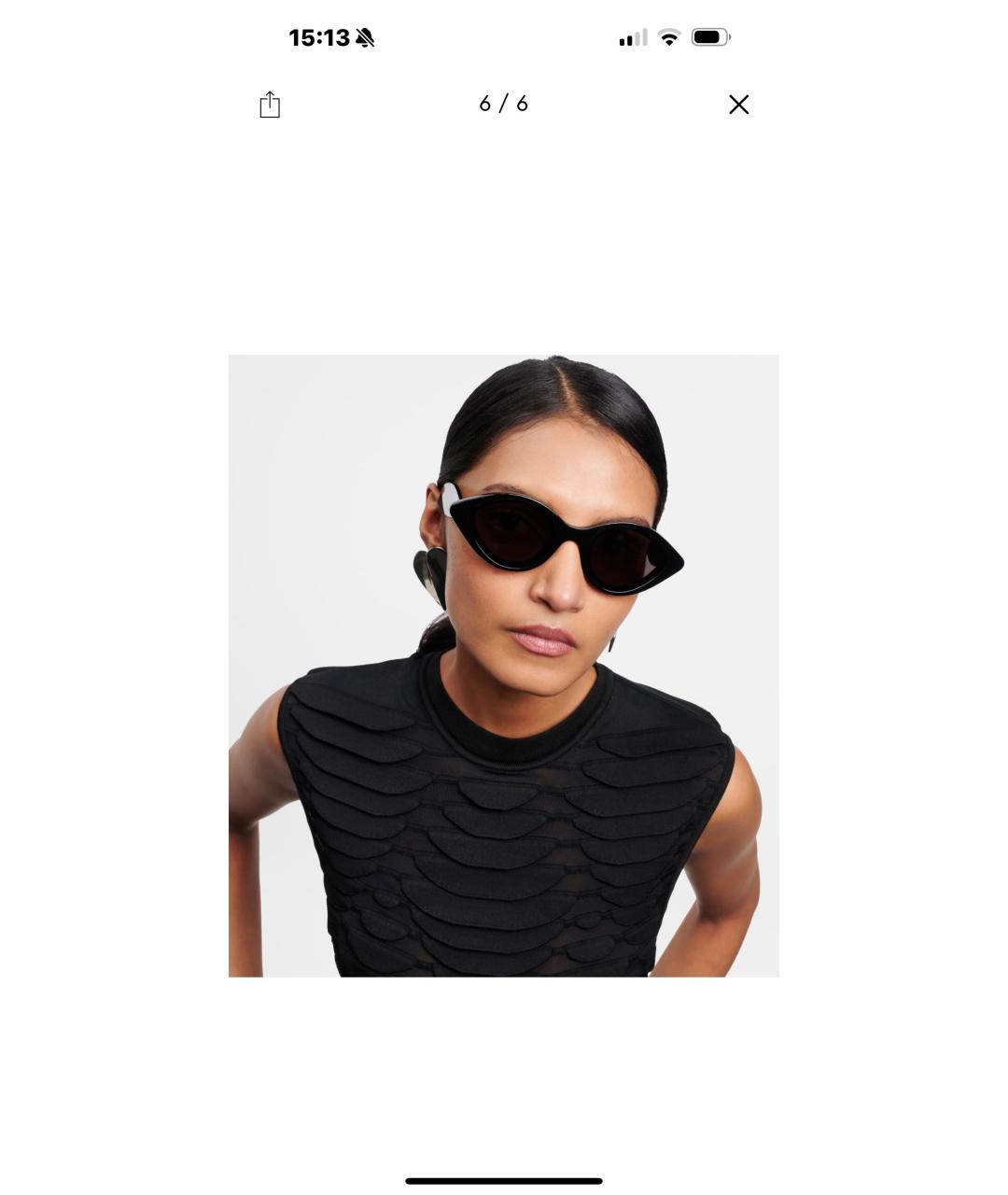 ALAIA Черные пластиковые солнцезащитные очки, фото 3
