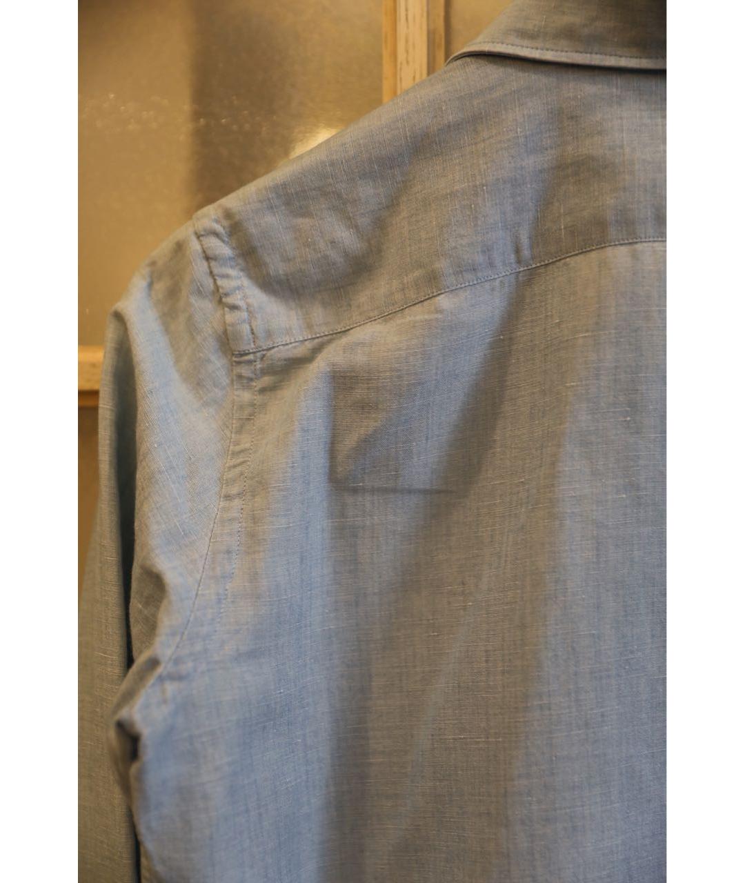 LORO PIANA Голубая льняная рубашка, фото 5