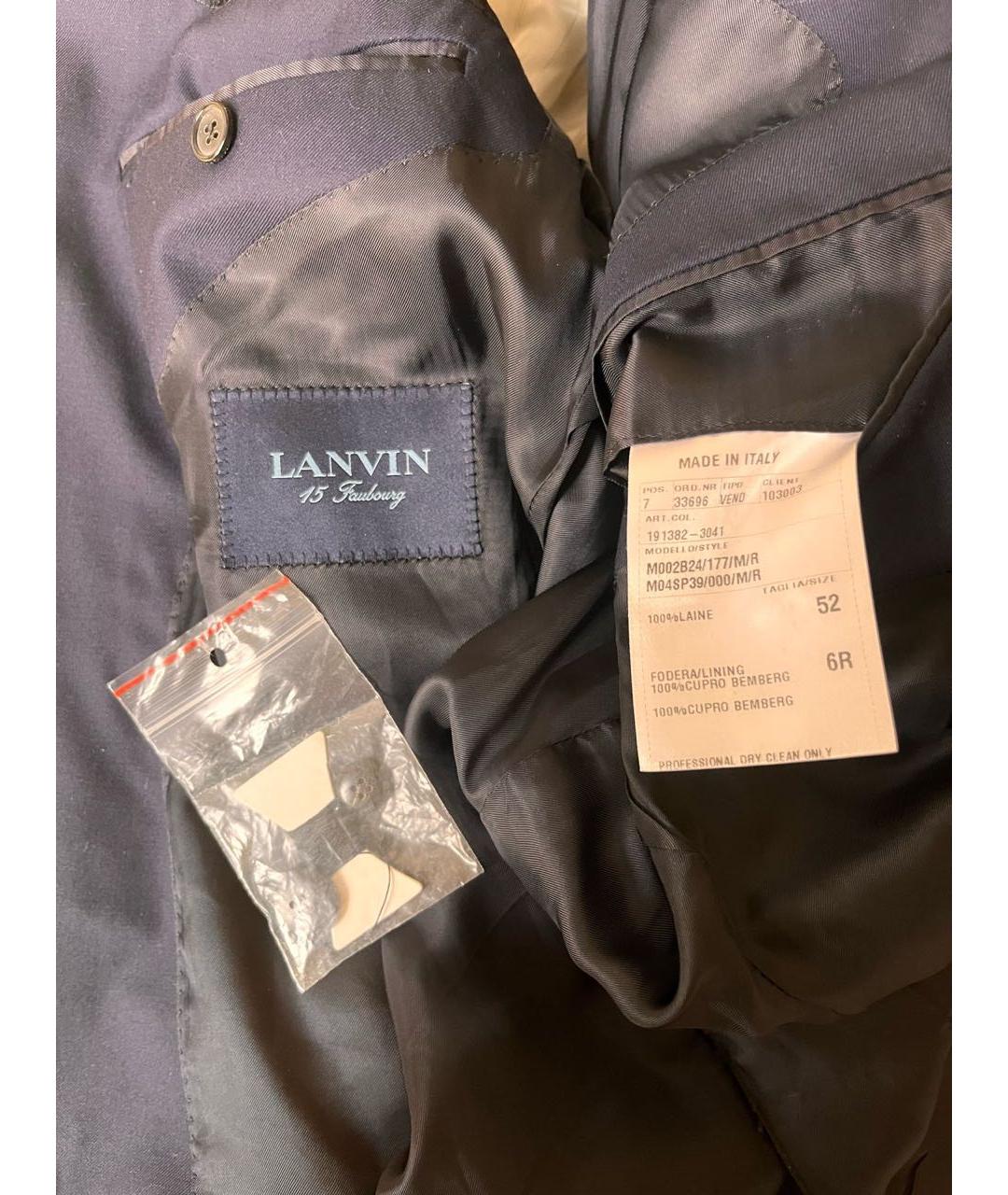 LANVIN Темно-синий шерстяной пиджак, фото 5