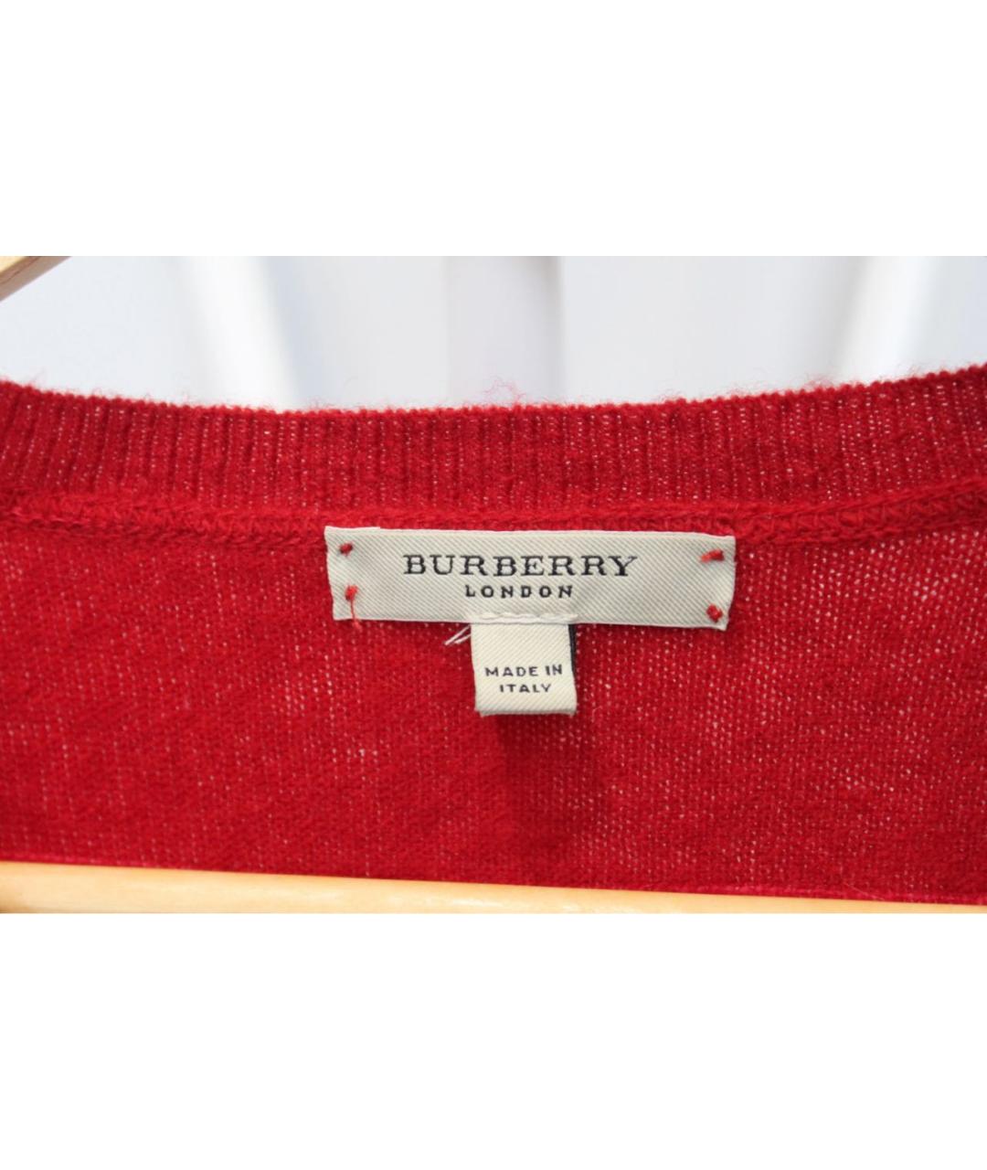 BURBERRY Красный шерстяной джемпер / свитер, фото 4