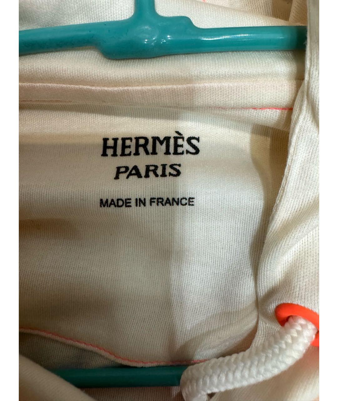 HERMES Бежевая хлопко-эластановая футболка, фото 3