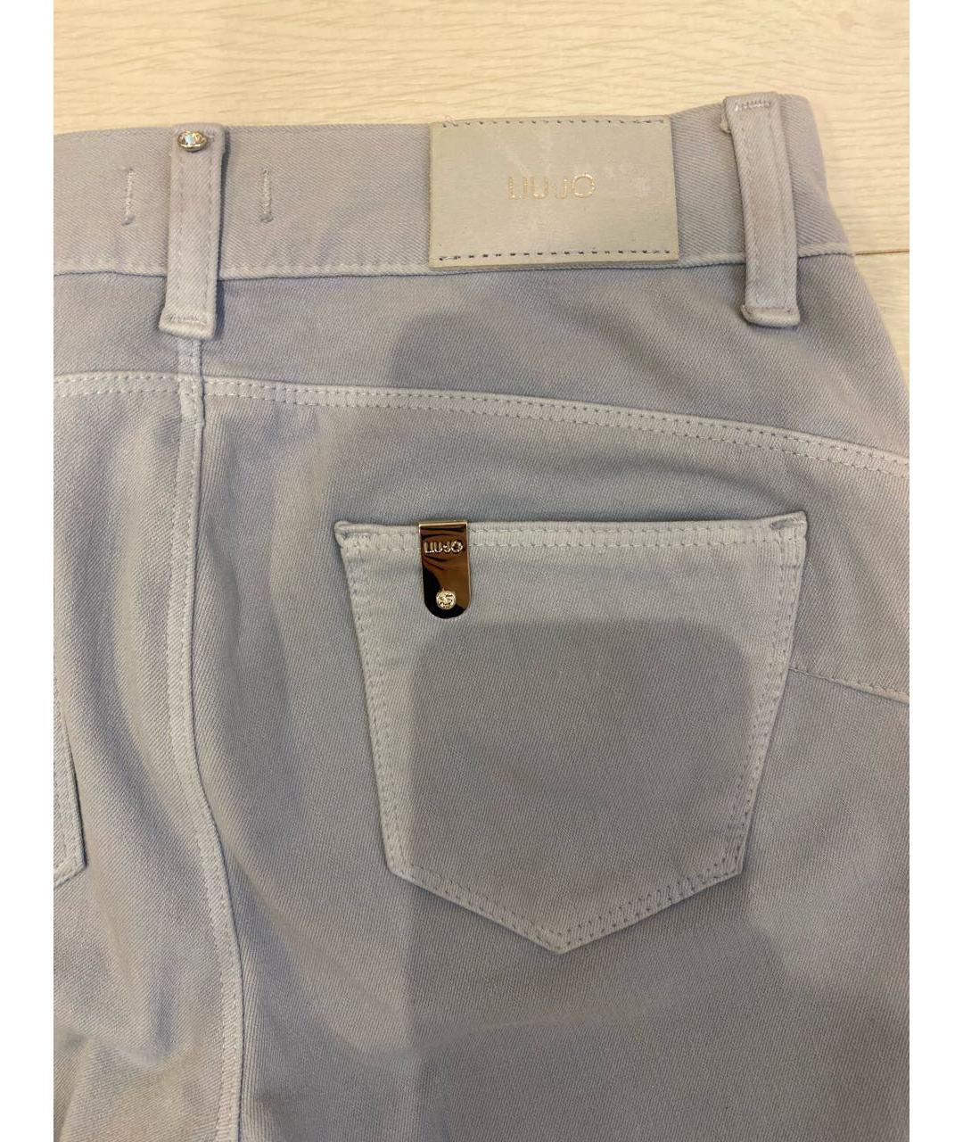 LIU JO Голубые хлопко-эластановые брюки узкие, фото 4