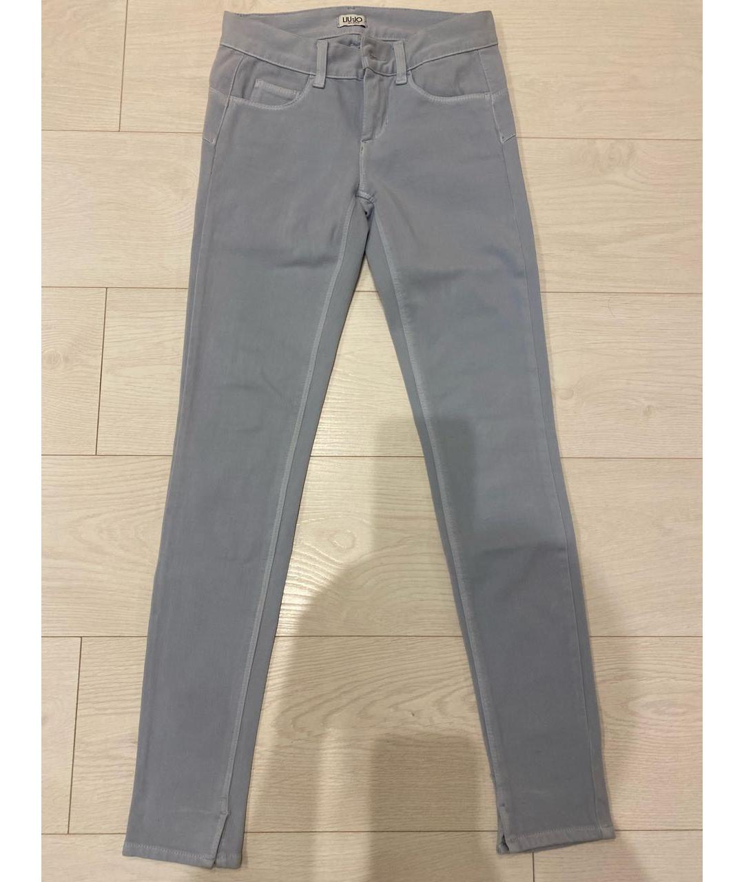 LIU JO Голубые хлопко-эластановые брюки узкие, фото 6