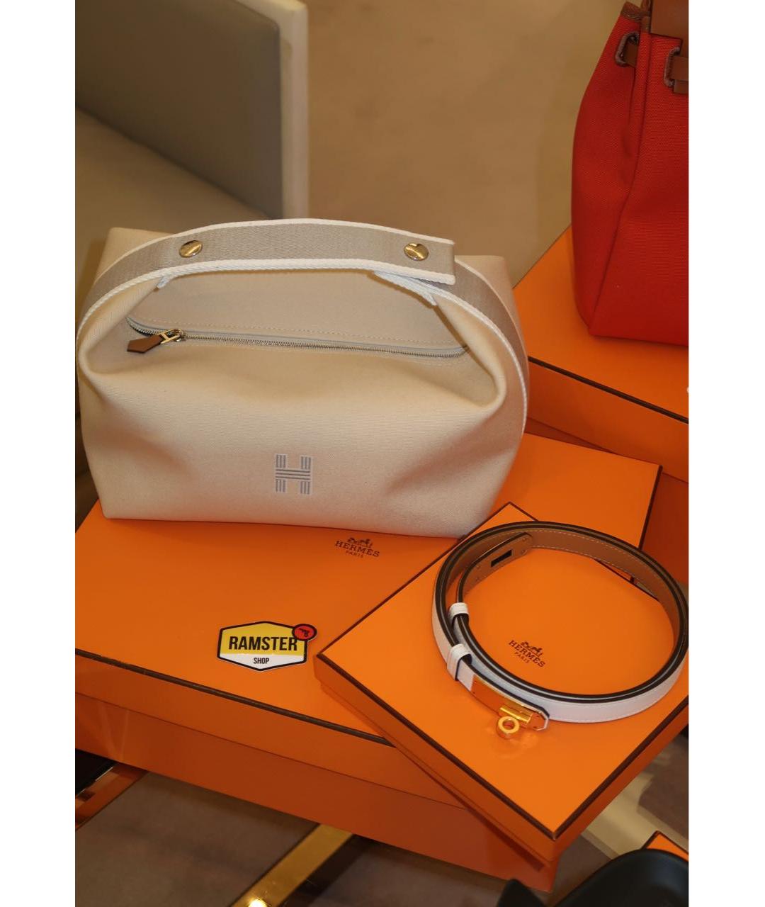 HERMES Белый кожаный ремень, фото 6