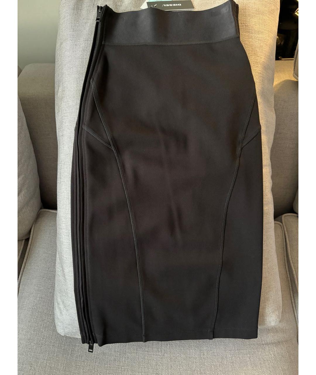 DIESEL Черная вискозная юбка миди, фото 6
