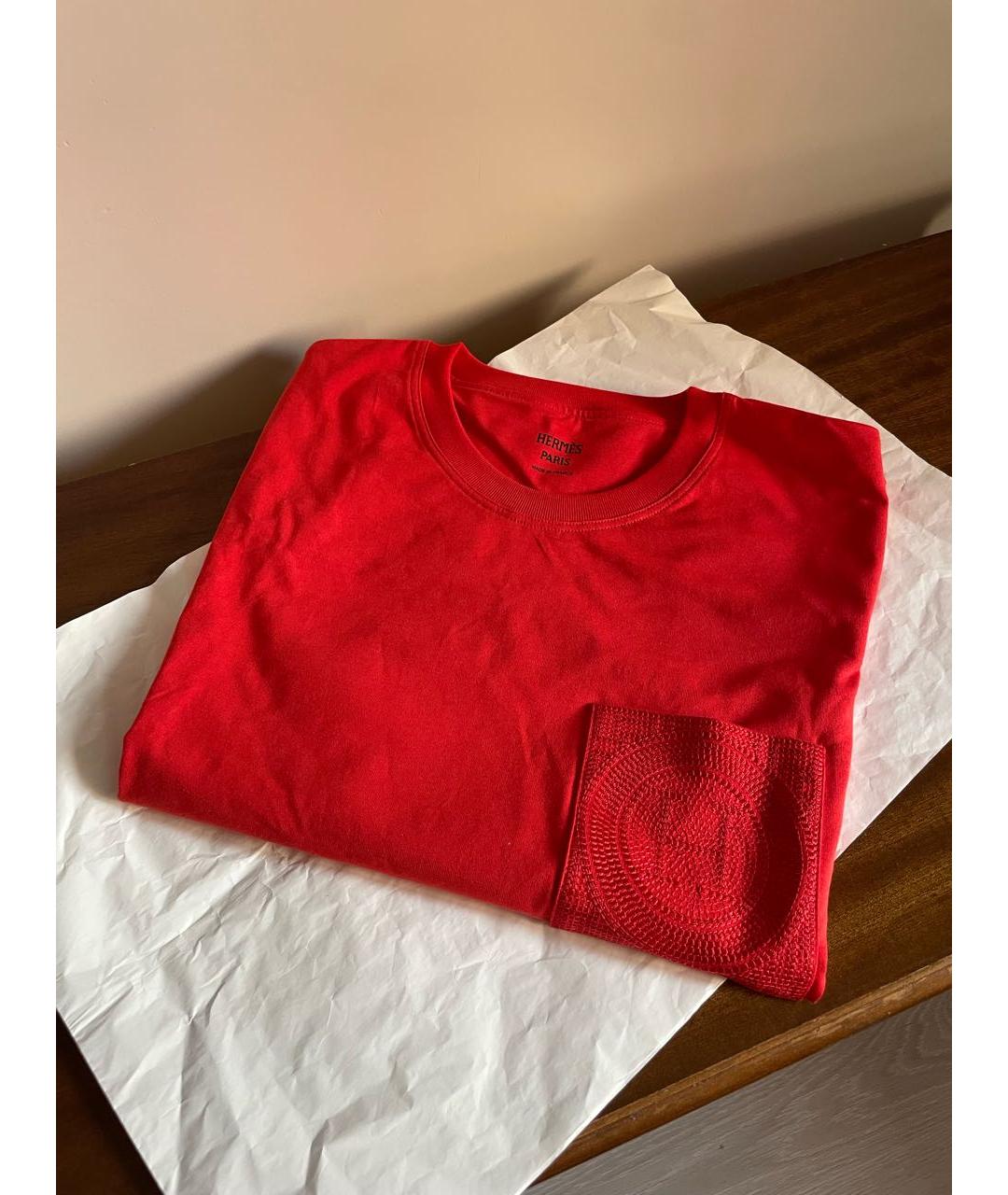 HERMES Красная хлопковая футболка, фото 3