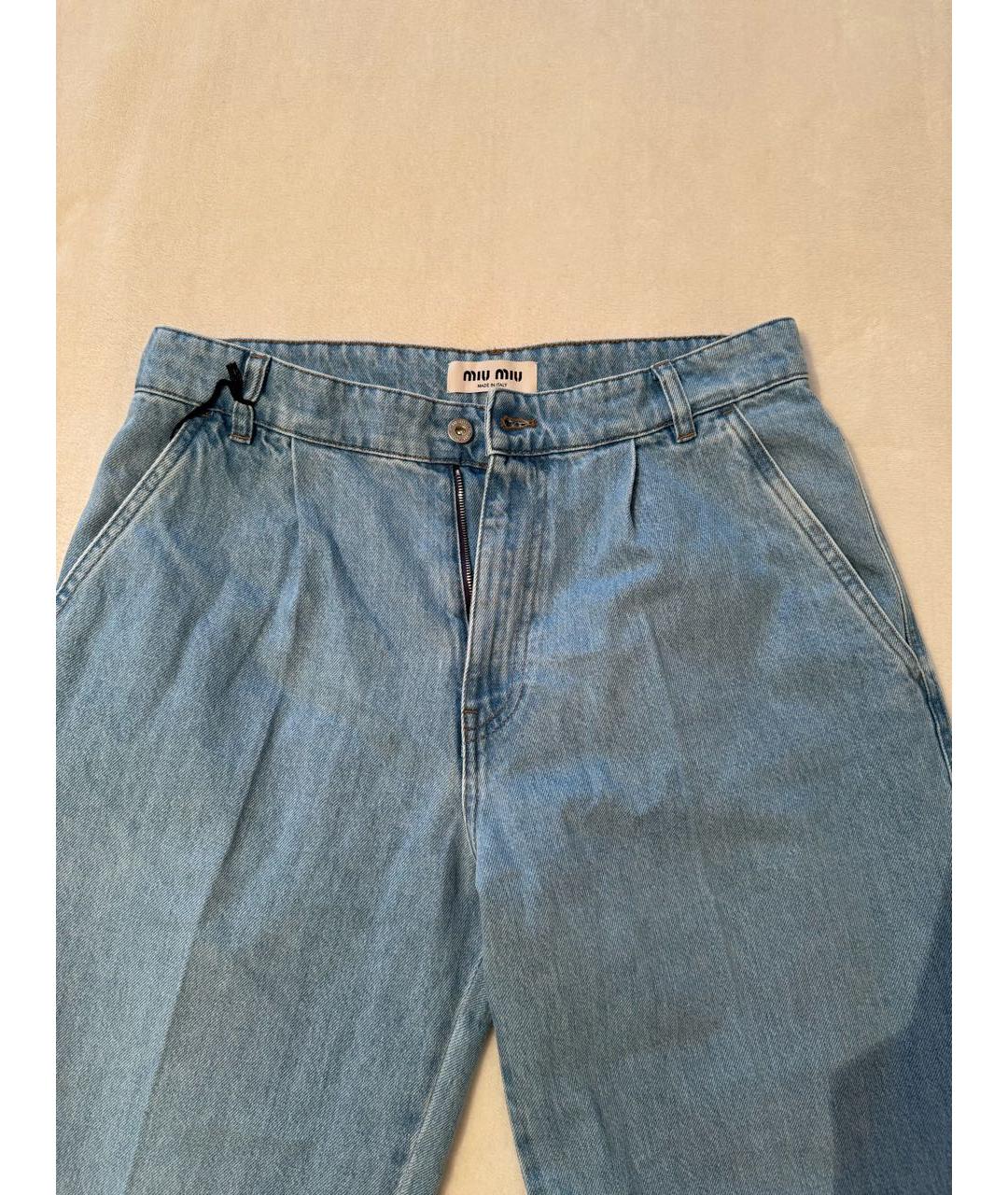 MIU MIU Голубые хлопковые джинсы клеш, фото 8