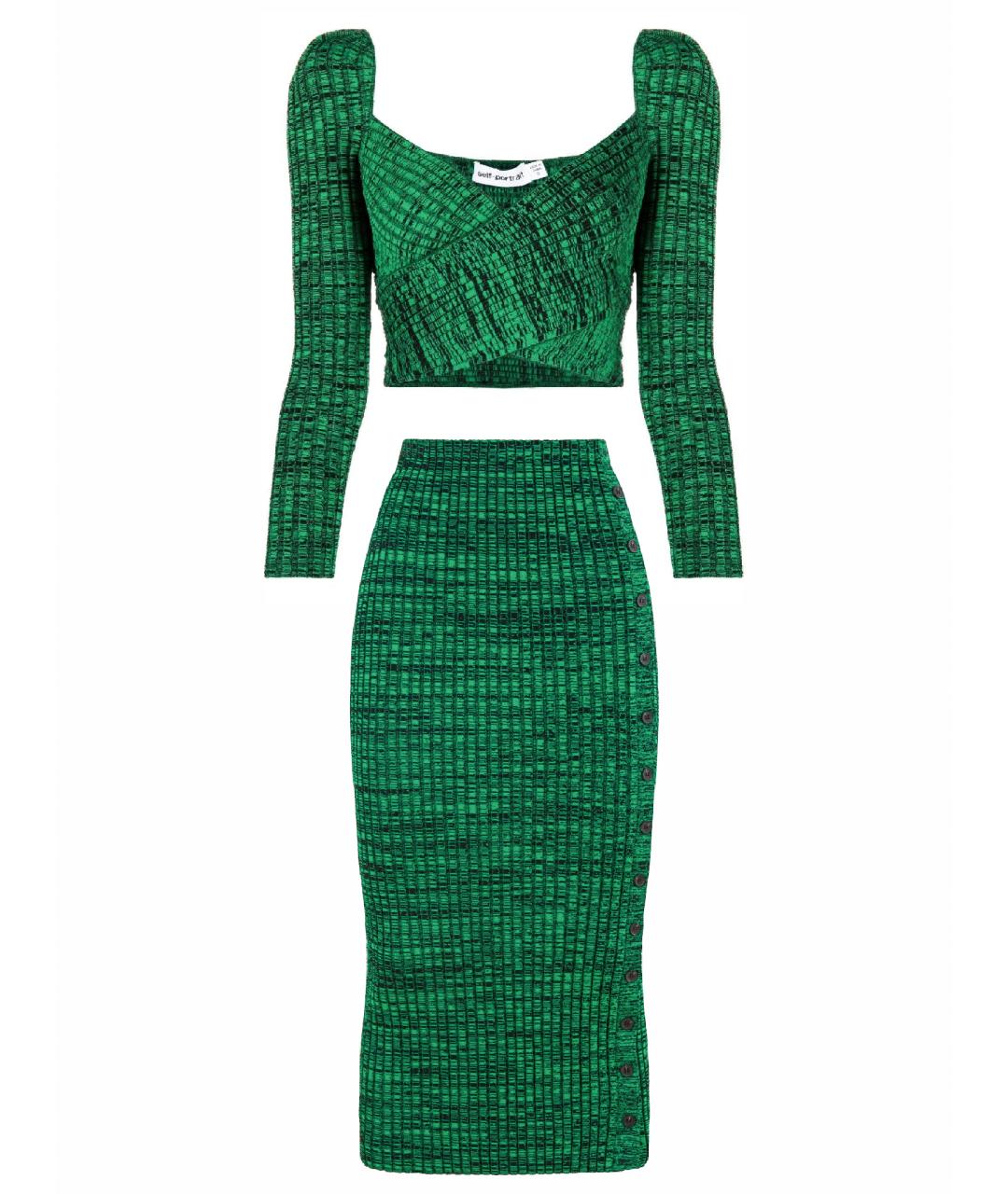 SELF-PORTRAIT Зеленый вискозный костюм с юбками, фото 1