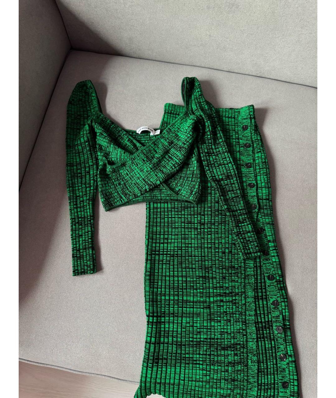 SELF-PORTRAIT Зеленый вискозный костюм с юбками, фото 4