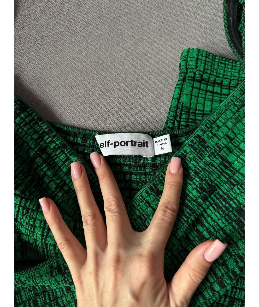 SELF-PORTRAIT Зеленый вискозный костюм с юбками, фото 5