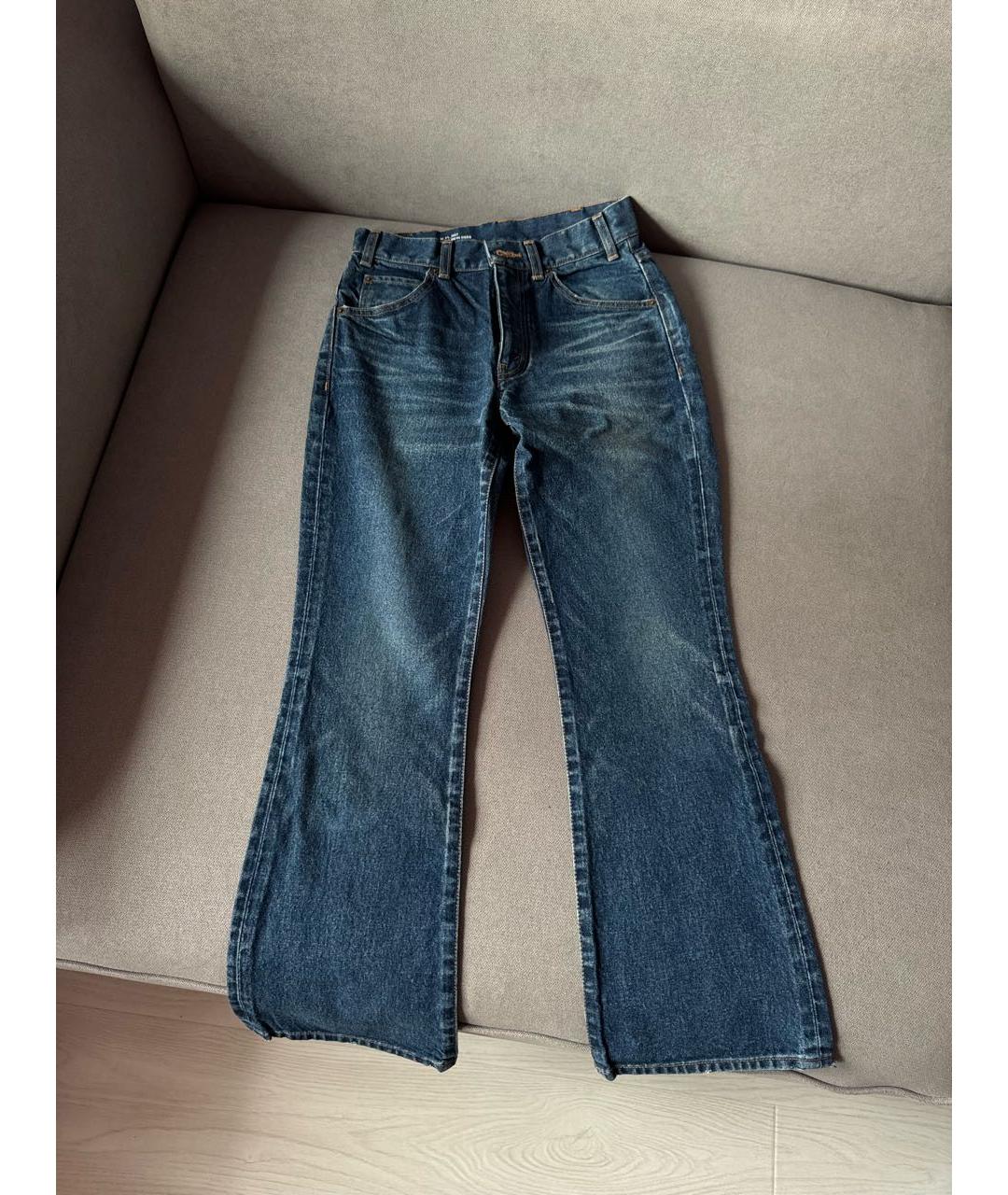 CELINE Синие хлопковые джинсы клеш, фото 3