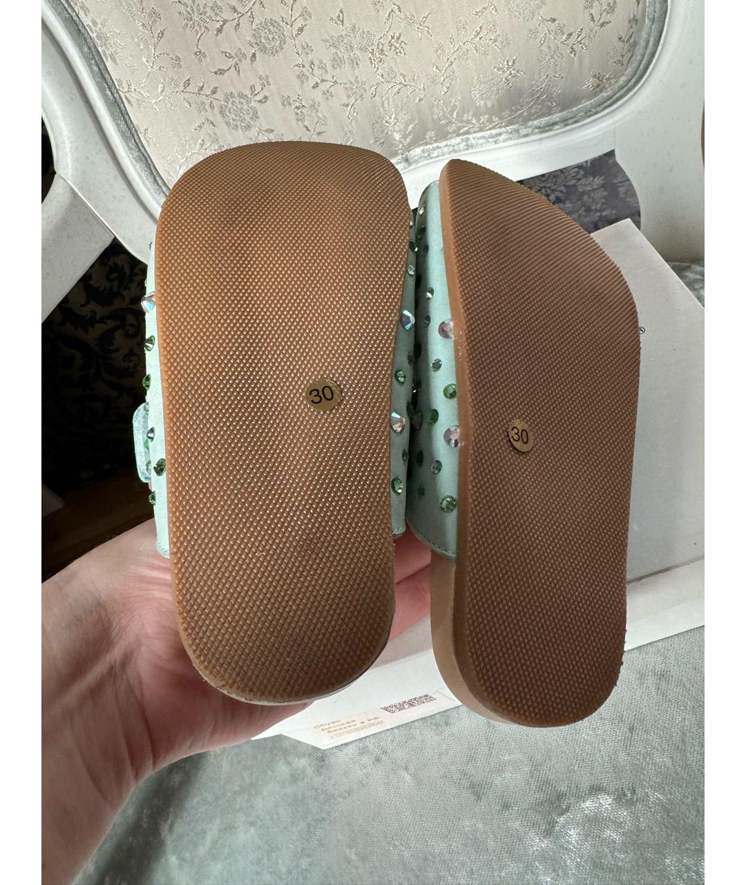 MISSOURI KIDS Бирюзовые кожаные сандалии и шлепанцы, фото 7