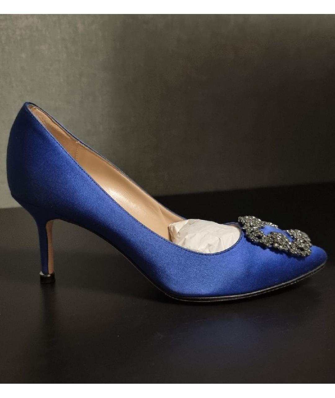 MANOLO BLAHNIK Синие текстильные туфли, фото 6