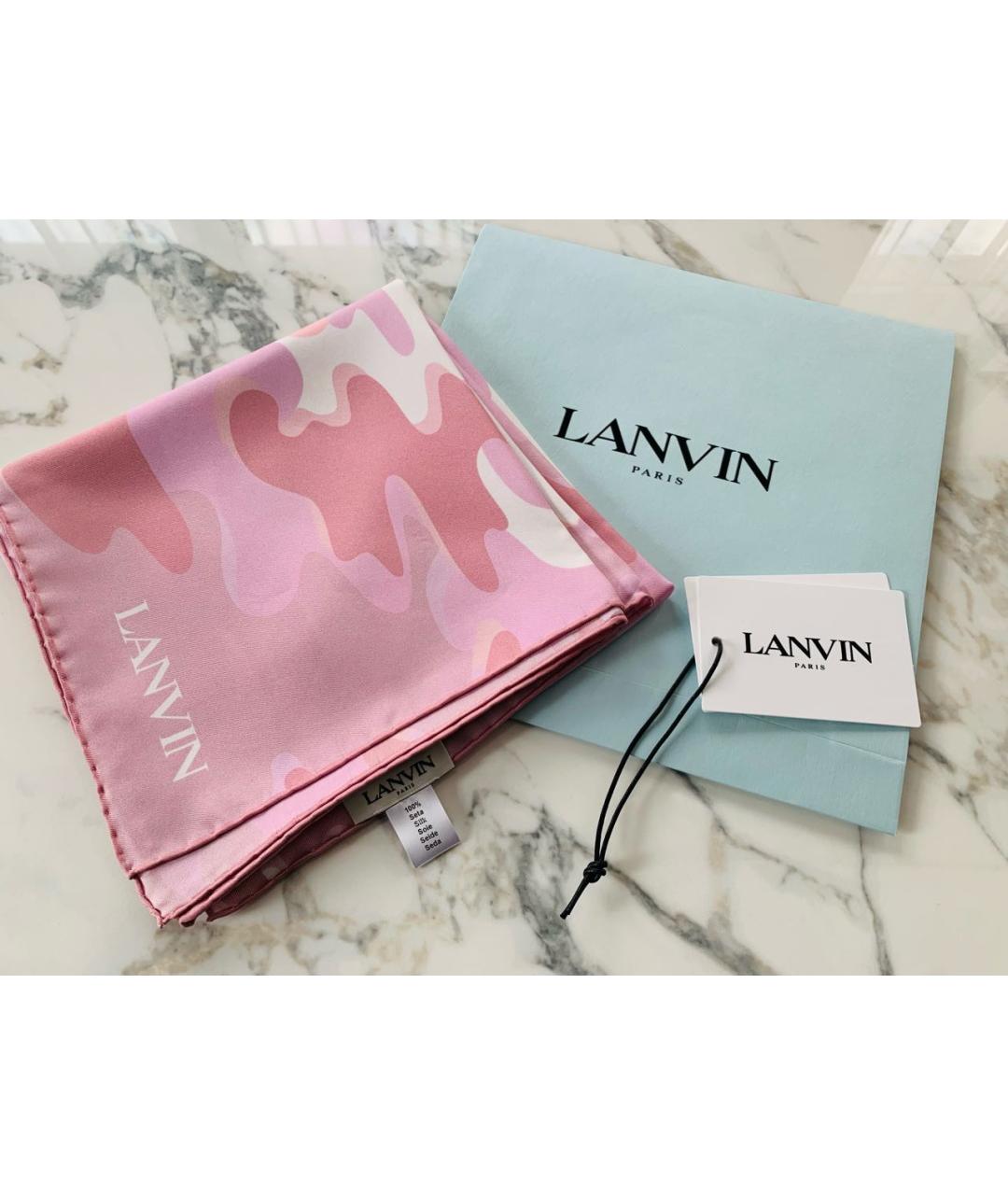 LANVIN Розовый шелковый платок, фото 4