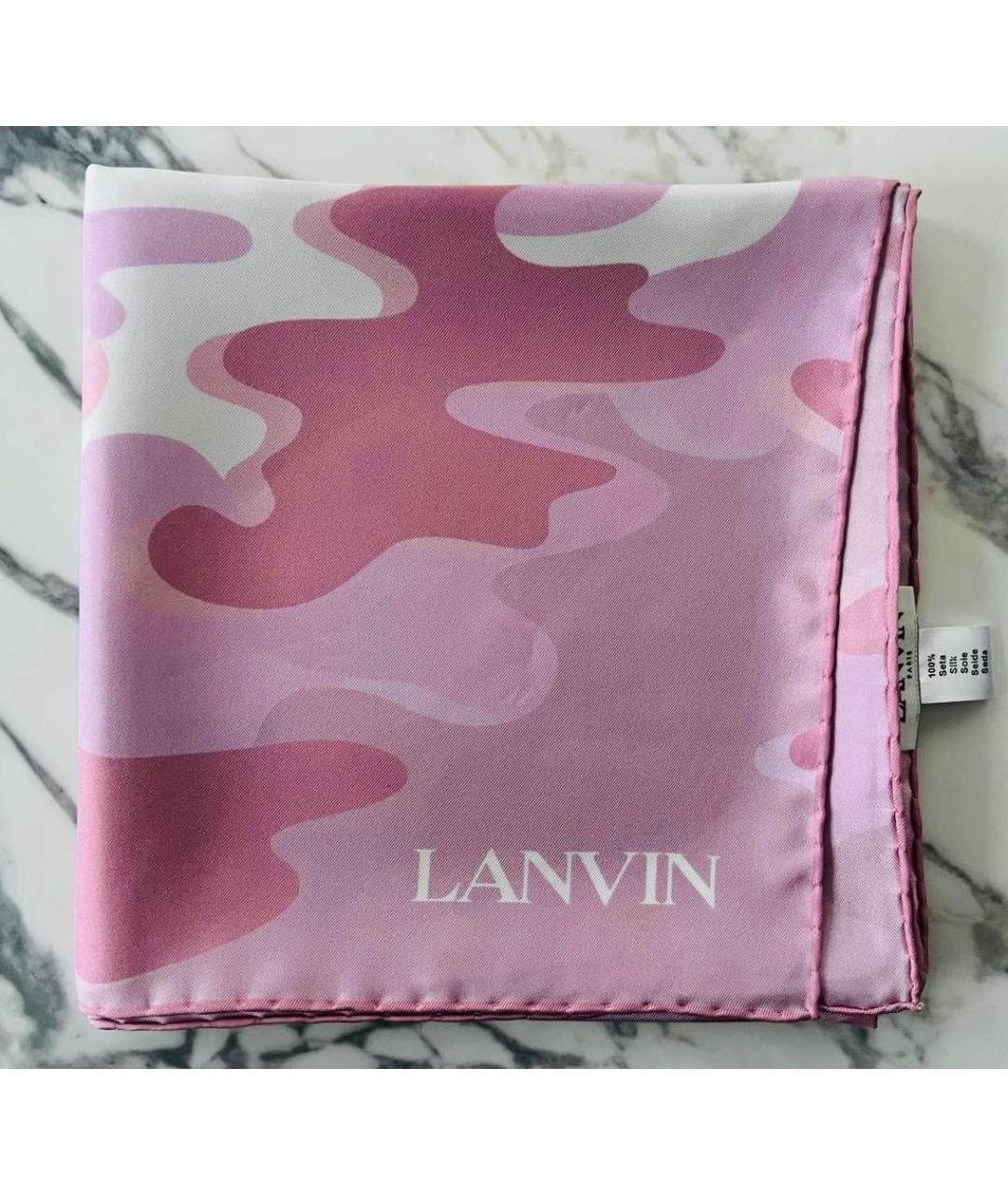 LANVIN Розовый шелковый платок, фото 9