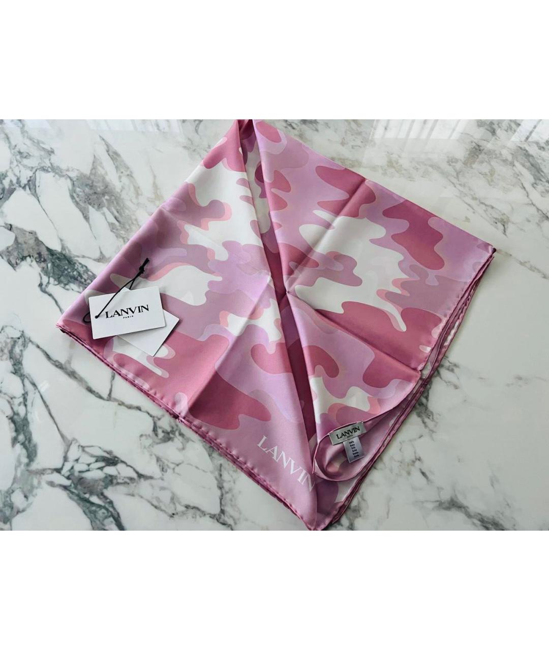 LANVIN Розовый шелковый платок, фото 6