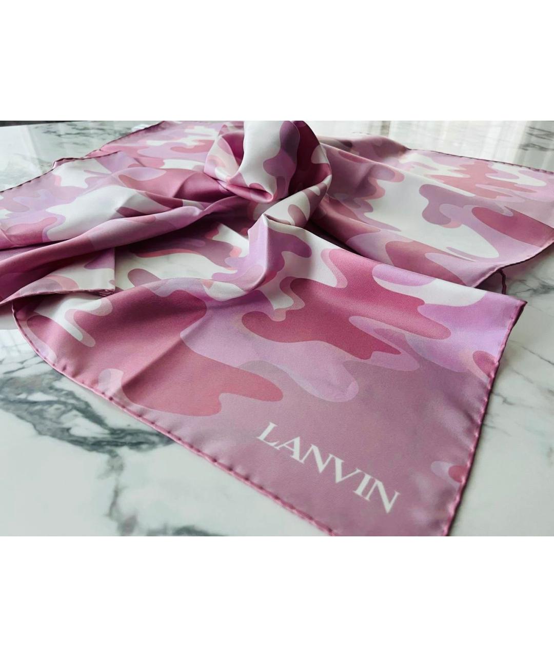 LANVIN Розовый шелковый платок, фото 7