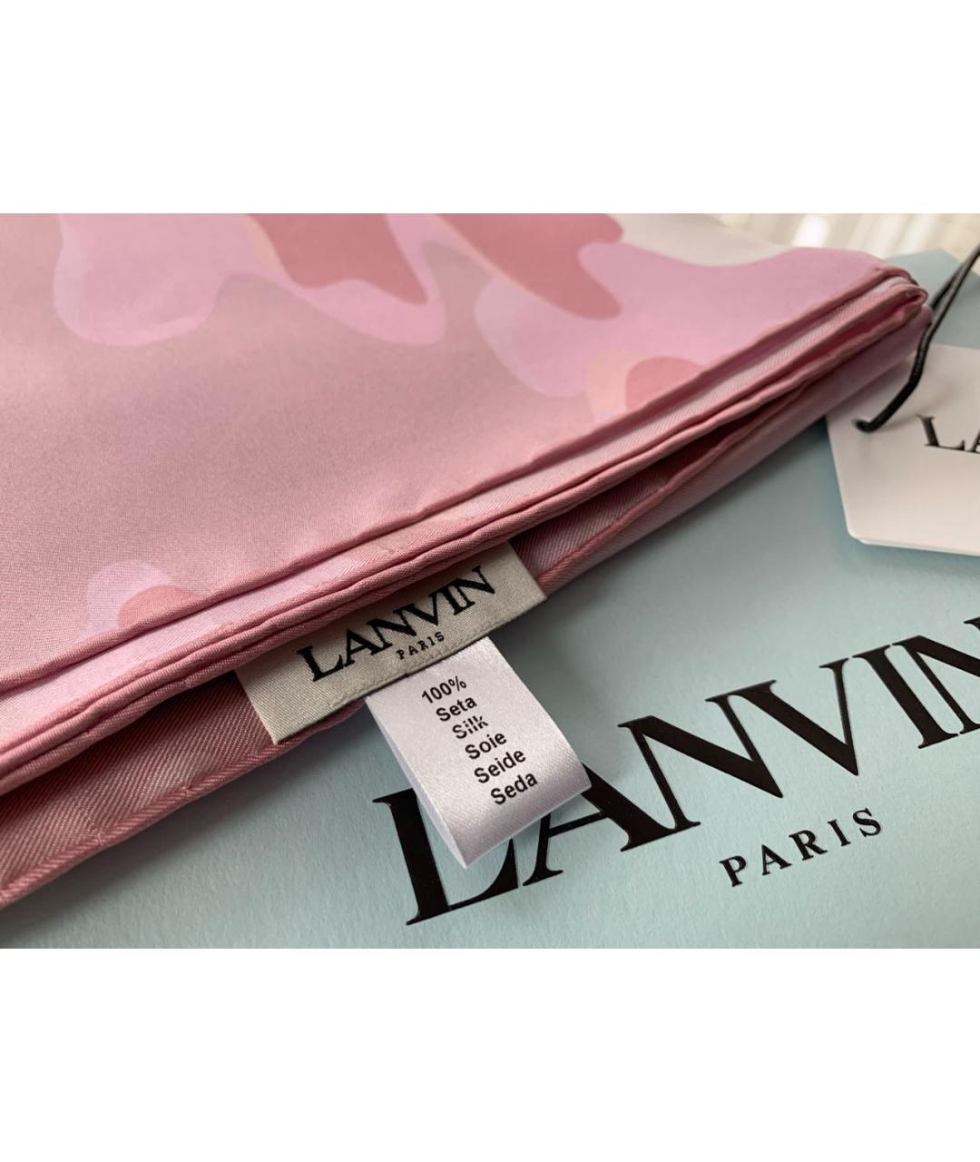 LANVIN Розовый шелковый платок, фото 3