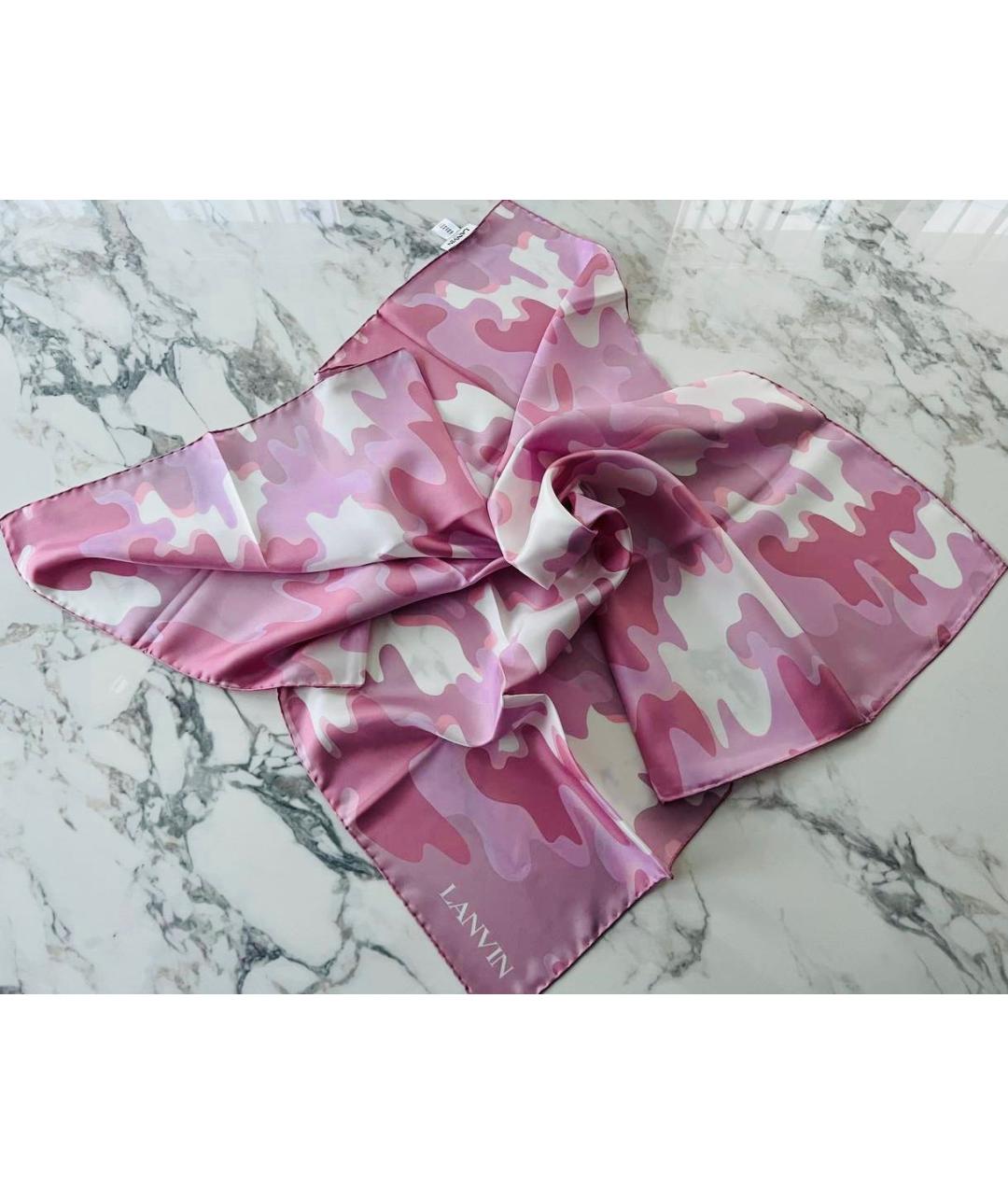 LANVIN Розовый шелковый платок, фото 8