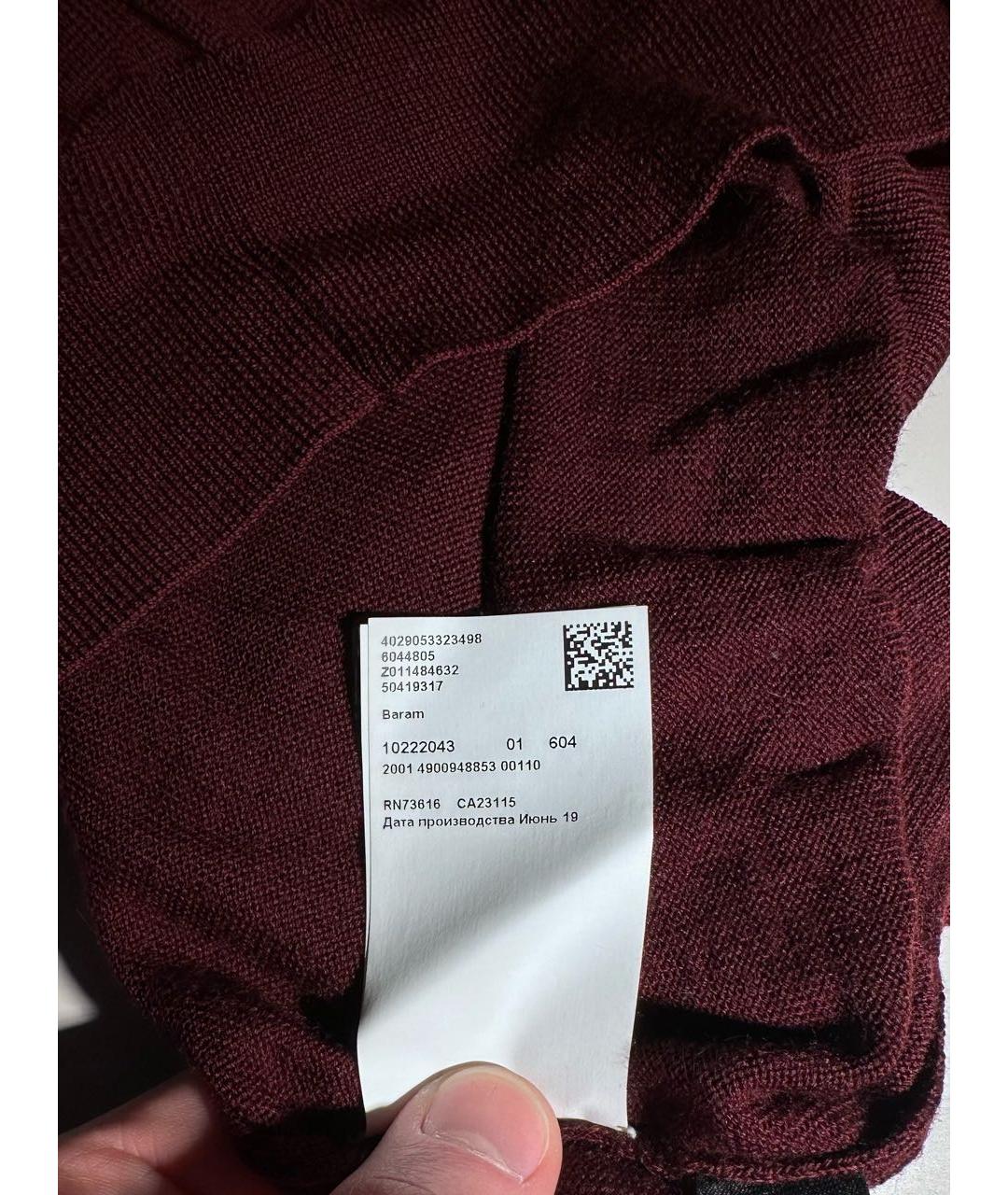 HUGO BOSS Бордовый шерстяной джемпер / свитер, фото 7