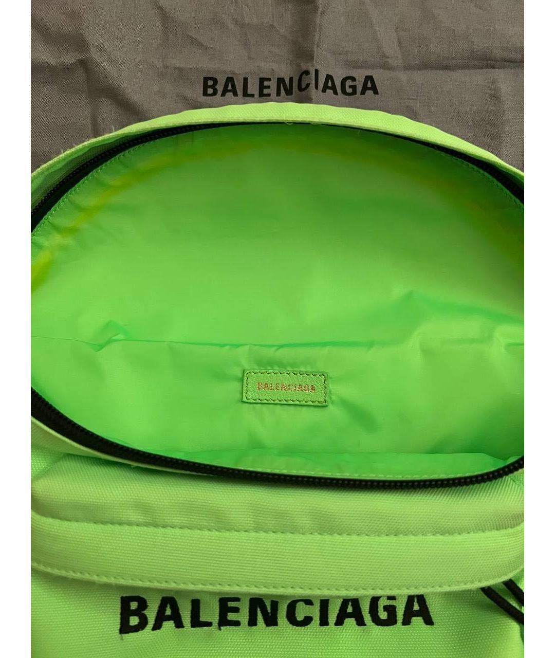 BALENCIAGA Салатовая тканевая барсетка, фото 5