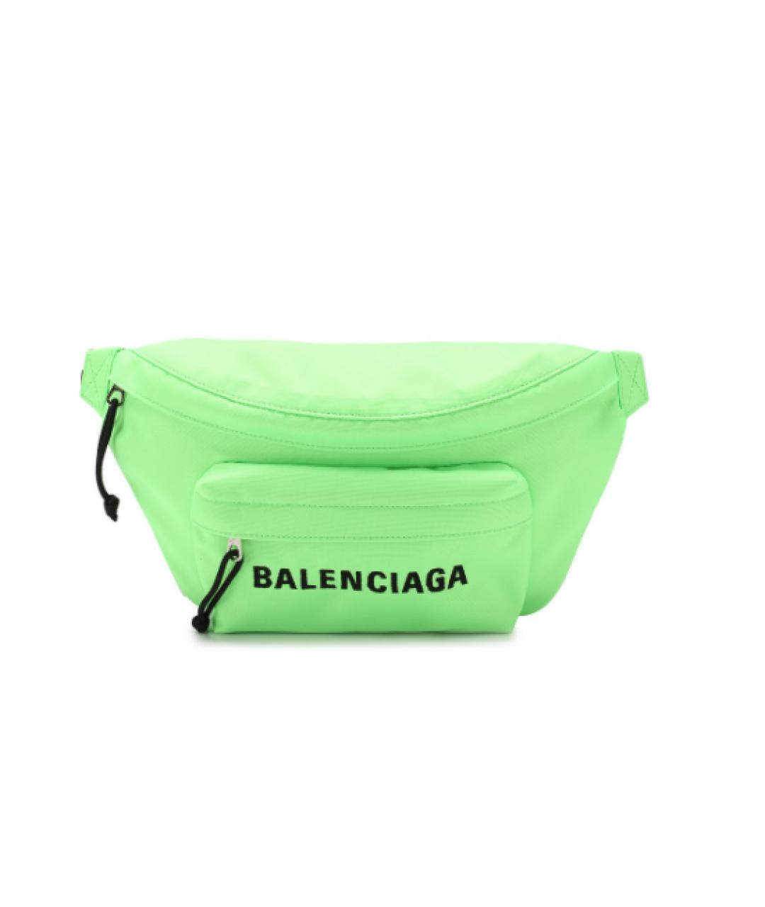 BALENCIAGA Салатовая тканевая барсетка, фото 1