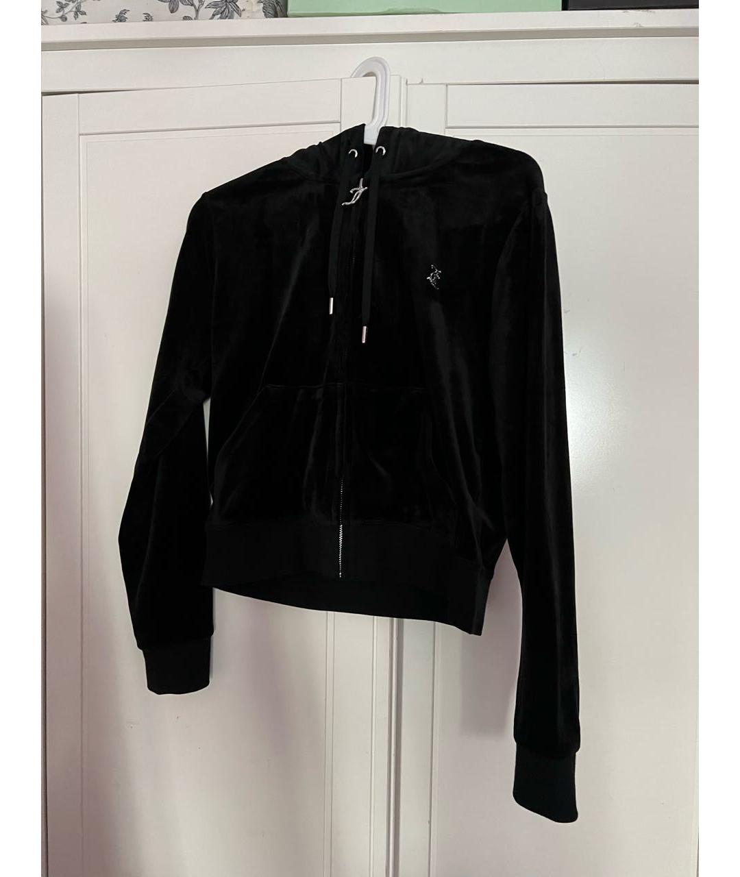 JUICY COUTURE Черная бархатная спортивная куртка, фото 3