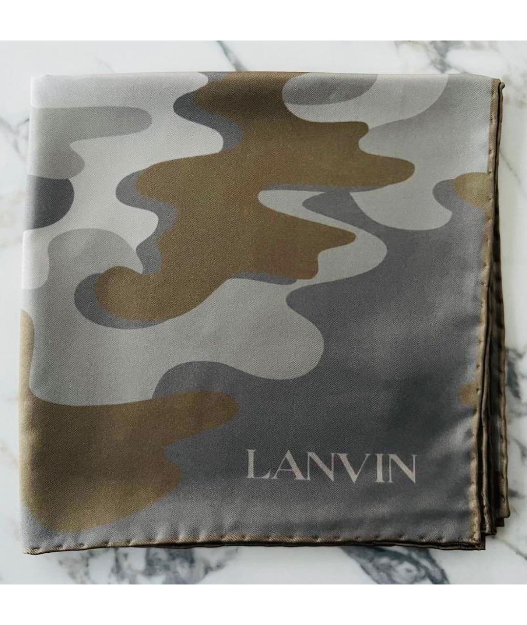 LANVIN Хаки шелковый платок, фото 8