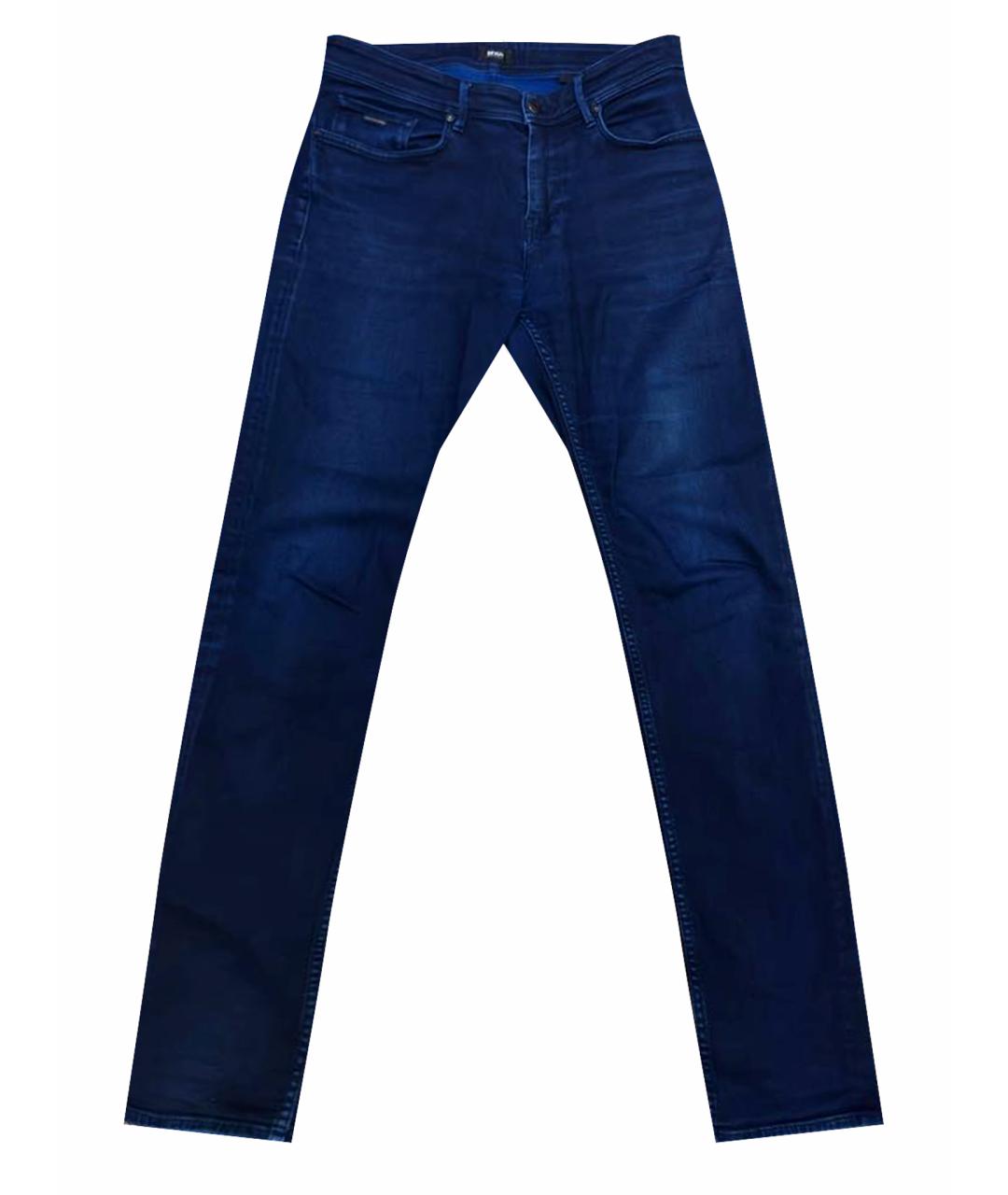 HUGO BOSS Темно-синие хлопко-эластановые джинсы скинни, фото 1