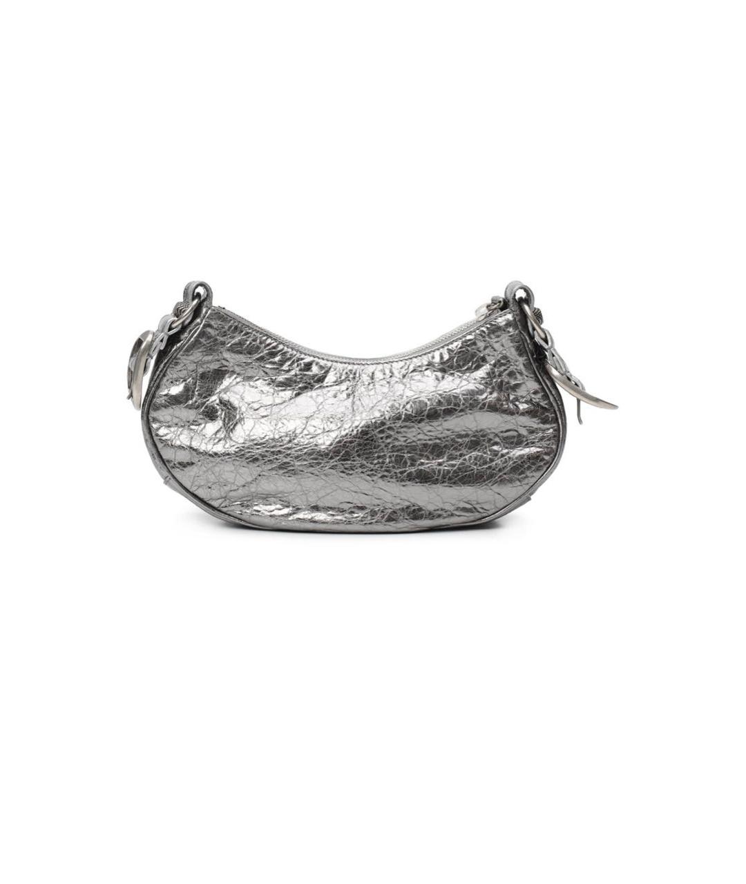 BALENCIAGA Серебряная кожаная сумка через плечо, фото 3