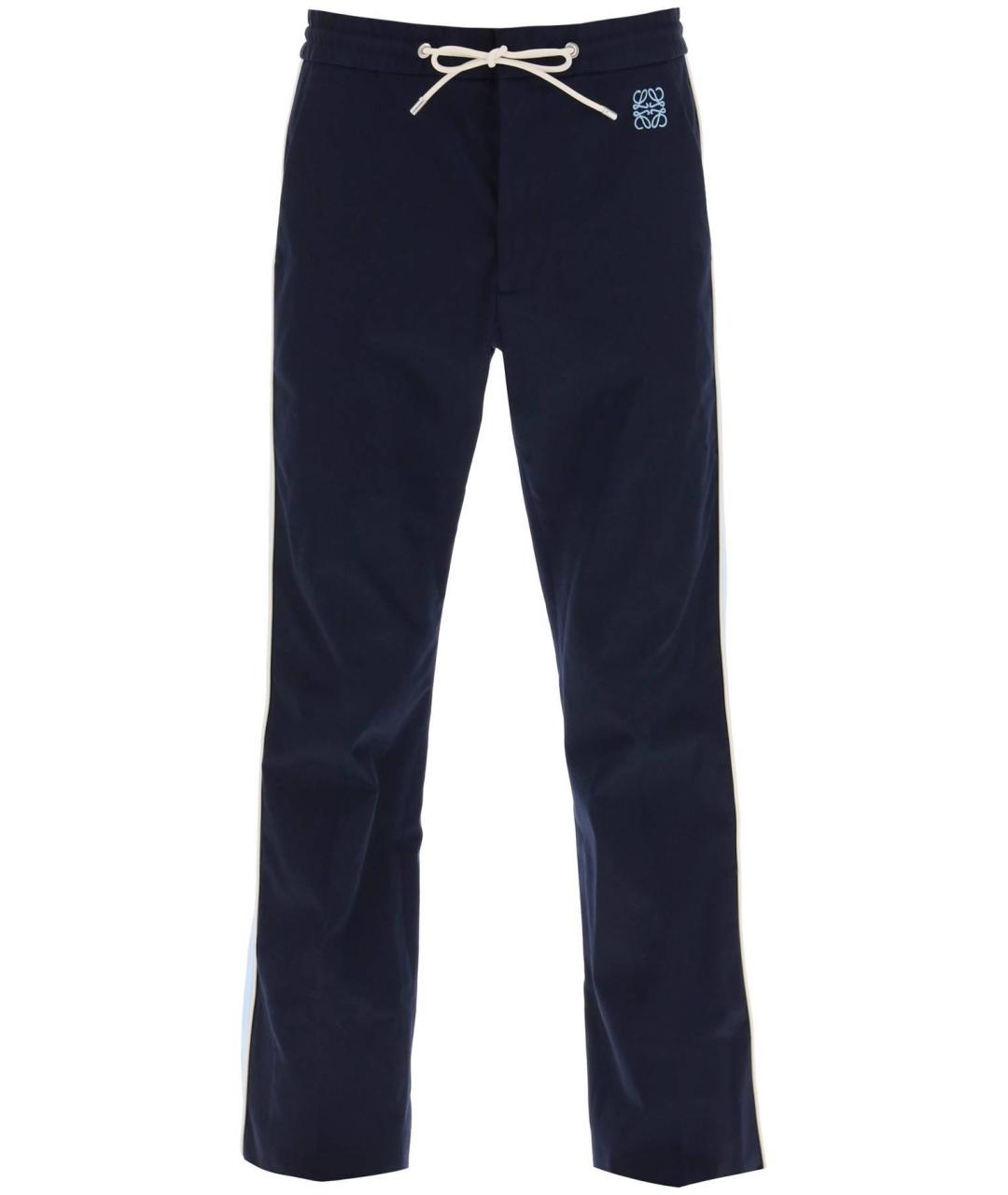 LOEWE Темно-синие хлопковые повседневные брюки, фото 1