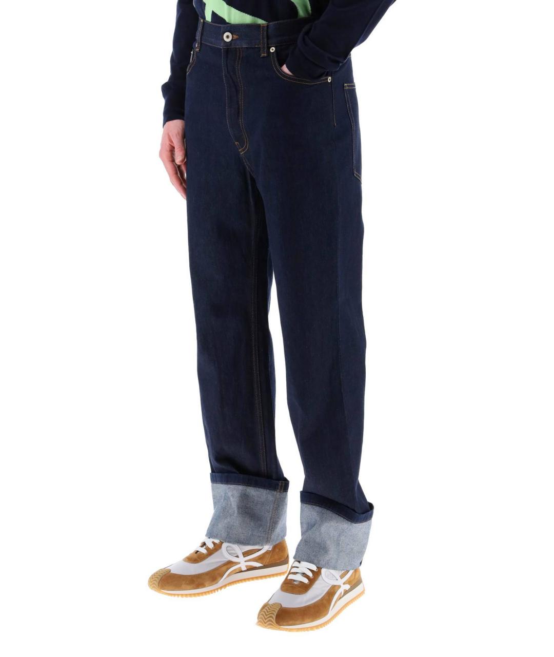 LOEWE Темно-синие хлопковые прямые джинсы, фото 6