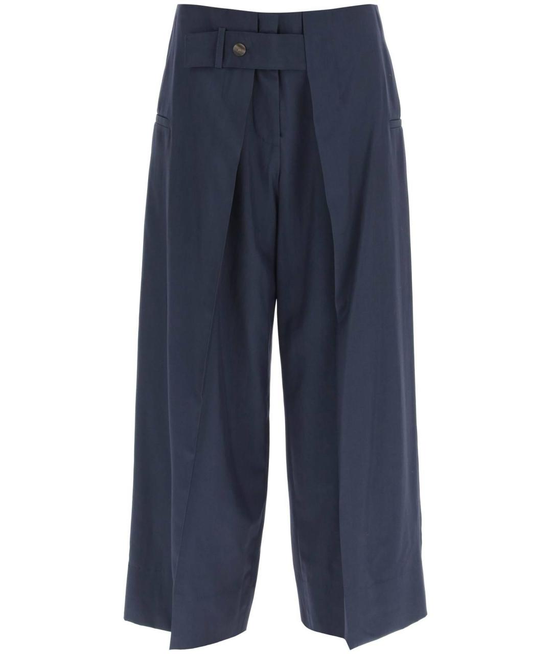 LOEWE Темно-синие шерстяные брюки широкие, фото 1