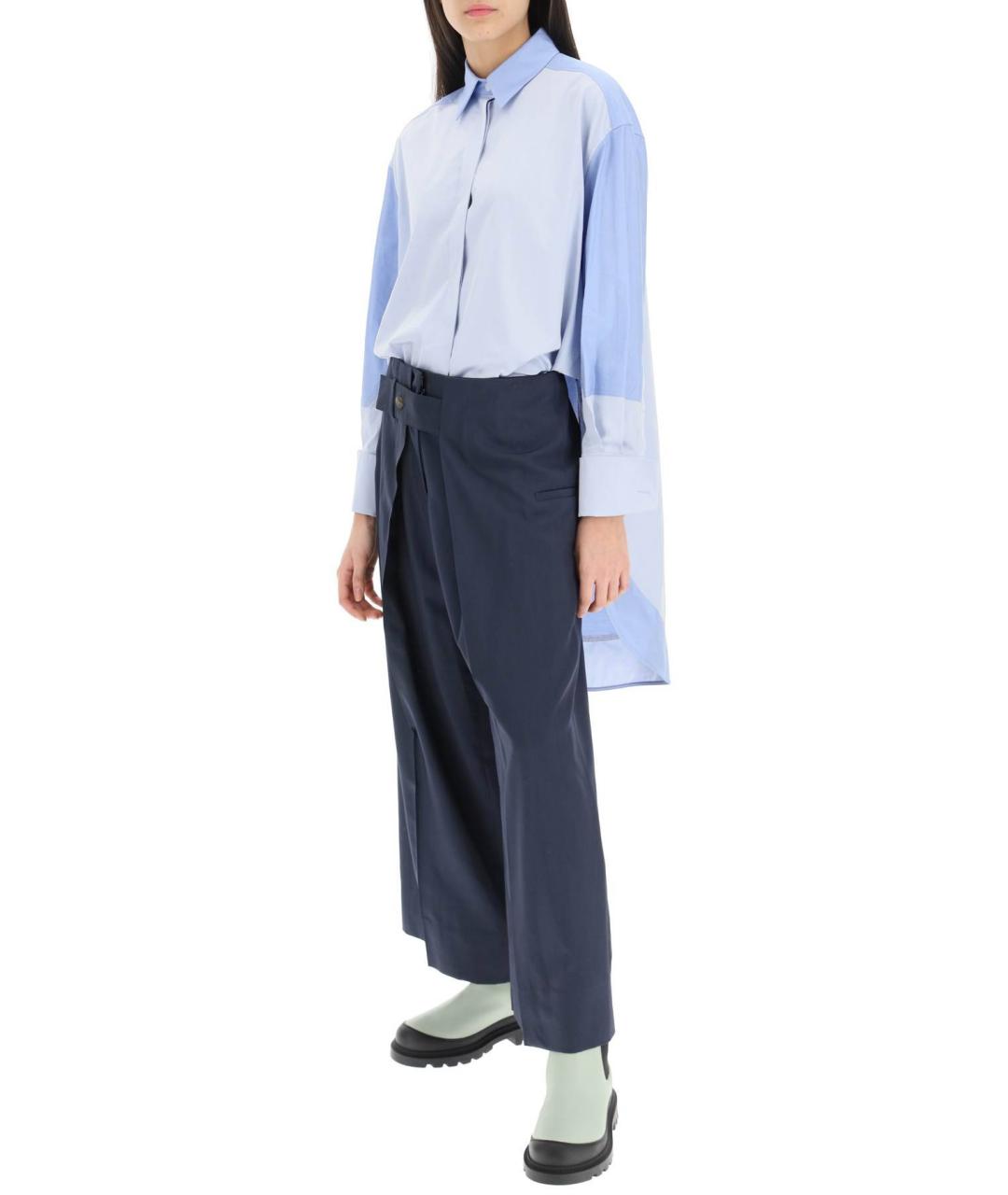 LOEWE Темно-синие шерстяные брюки широкие, фото 3
