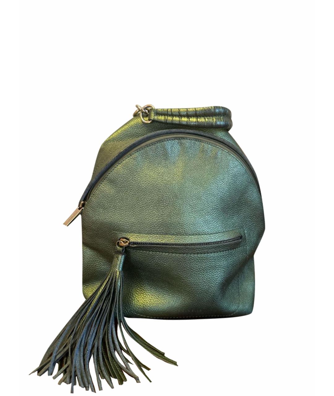 COCCINELLE Зеленый кожаный рюкзак, фото 1