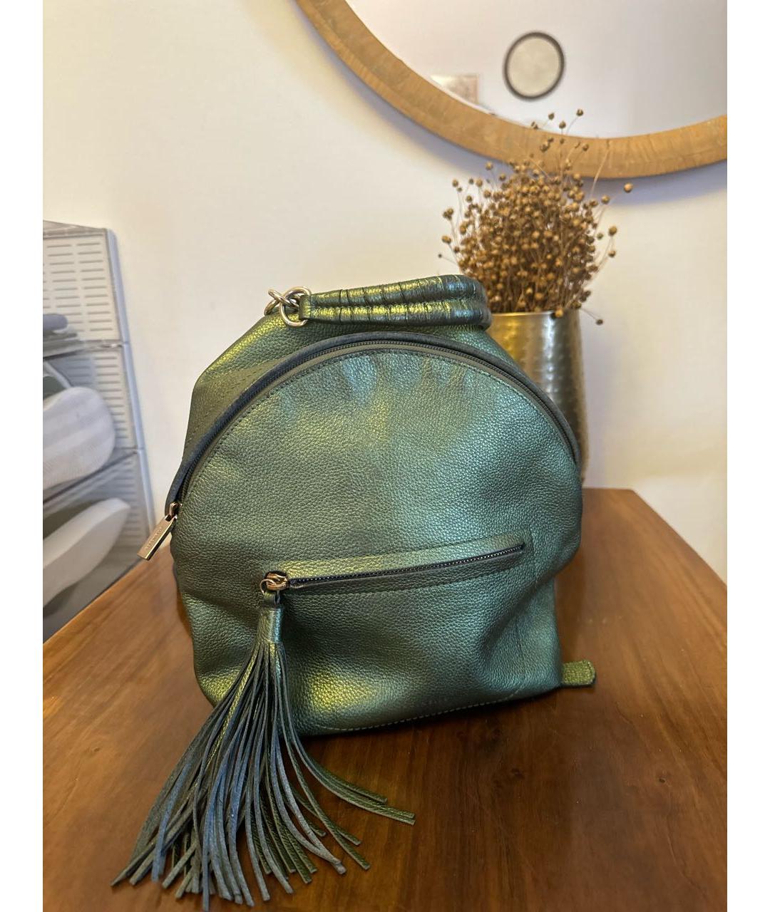 COCCINELLE Зеленый кожаный рюкзак, фото 5