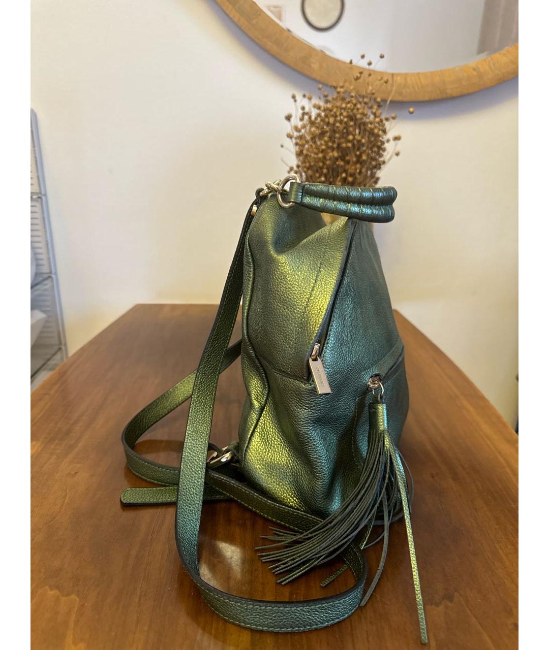 COCCINELLE Зеленый кожаный рюкзак, фото 3