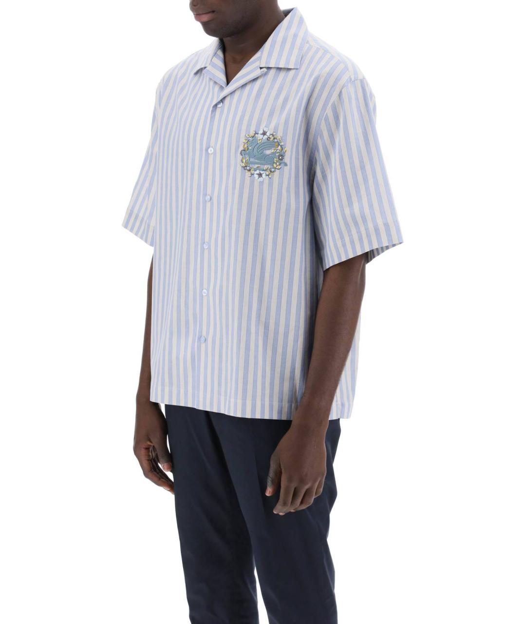 ETRO Голубая хлопковая кэжуал рубашка, фото 6