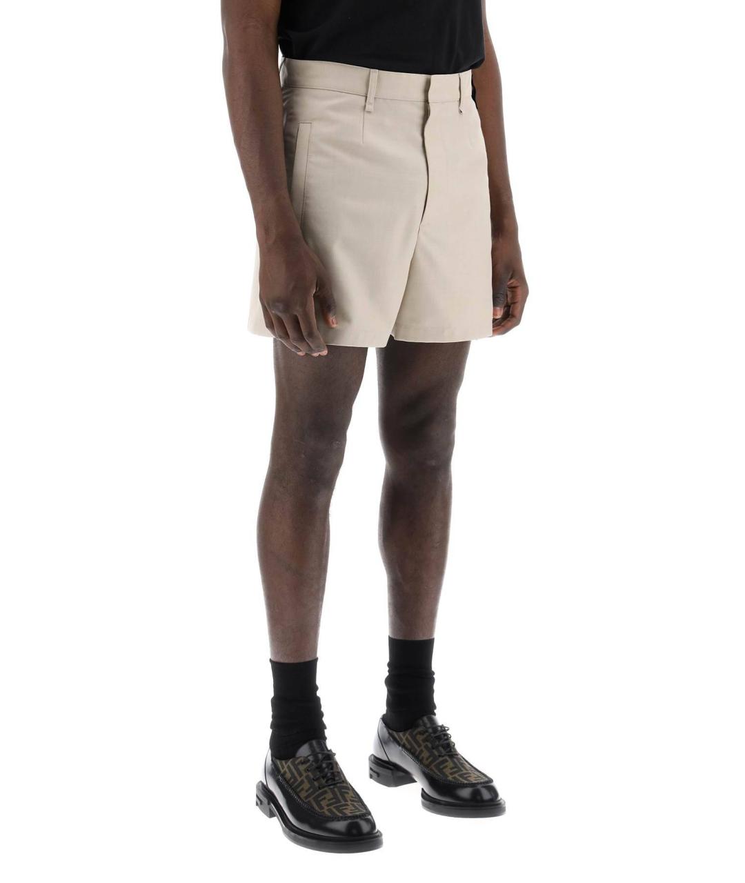 FENDI Бежевые шерстяные шорты, фото 4