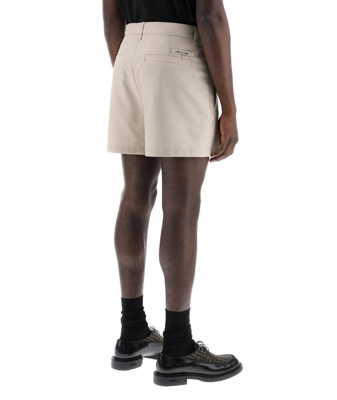 FENDI Бежевые шерстяные шорты, фото 5