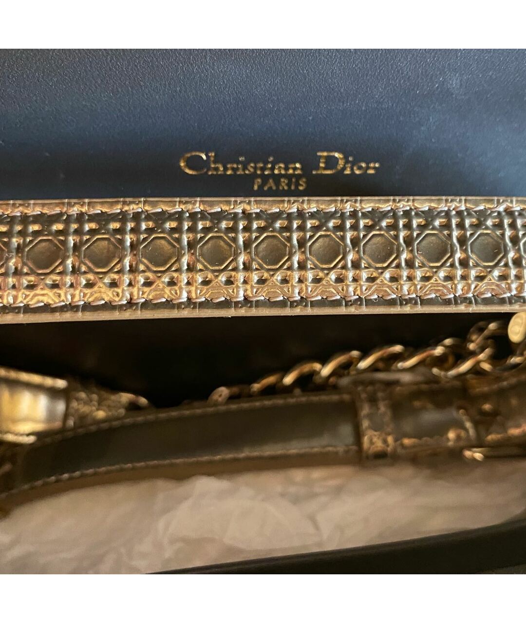 CHRISTIAN DIOR PRE-OWNED Золотая кожаная сумка тоут, фото 3