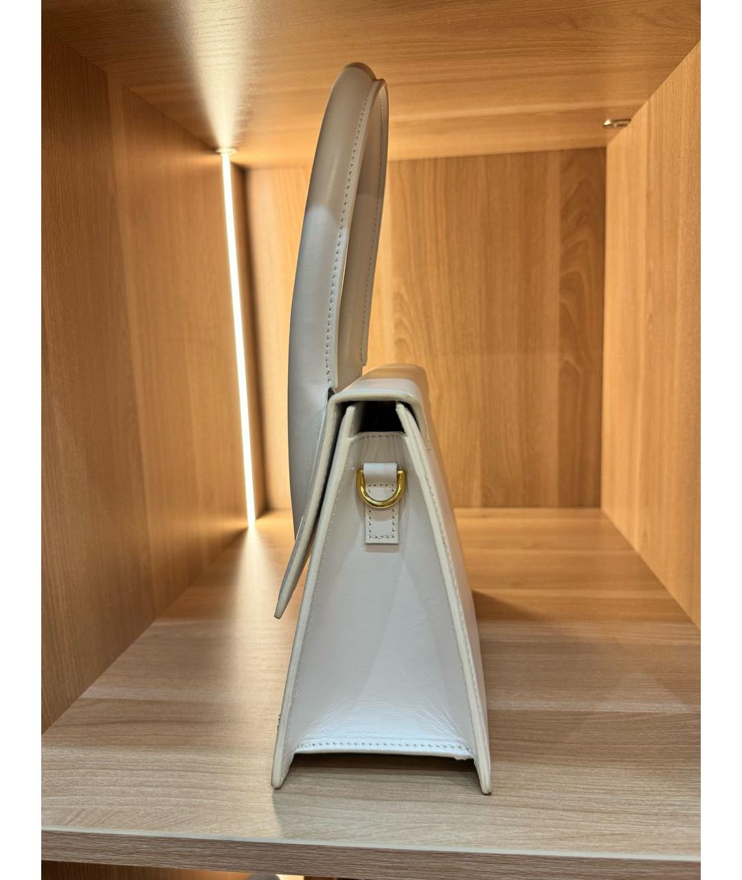 JACQUEMUS Белая кожаная сумка через плечо, фото 7